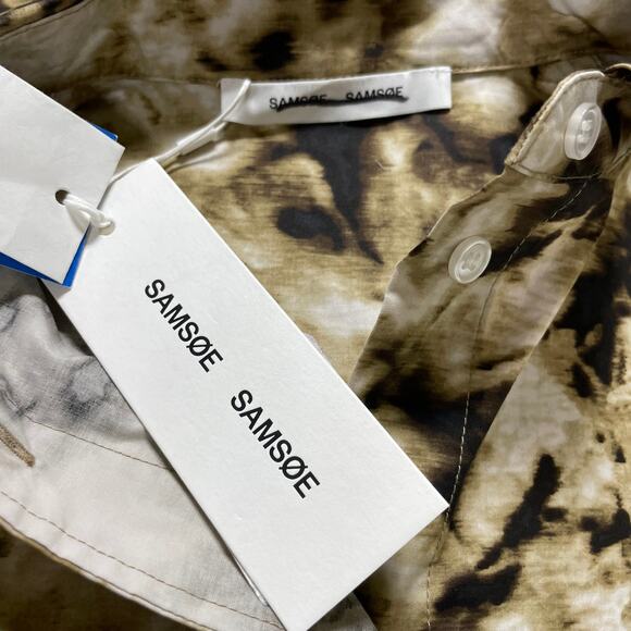 Samsoe Samsoe NWT Tea Shirt Top Camo Clay Size XXS Oversized Button Front Collar - Picture 6 of 14